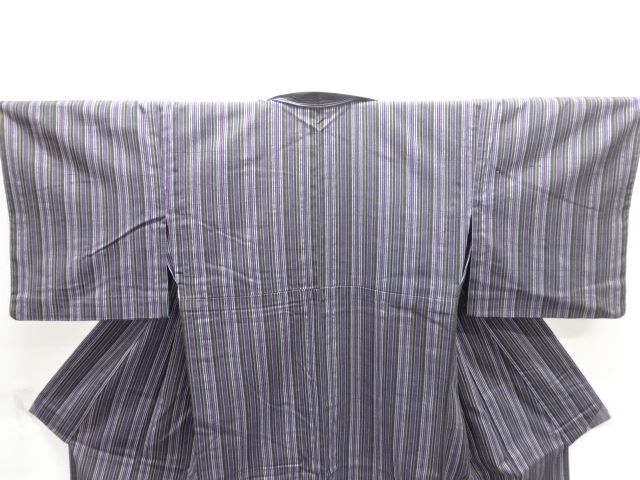  縞模様織出し単衣着物